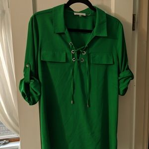 Kelly green collared top